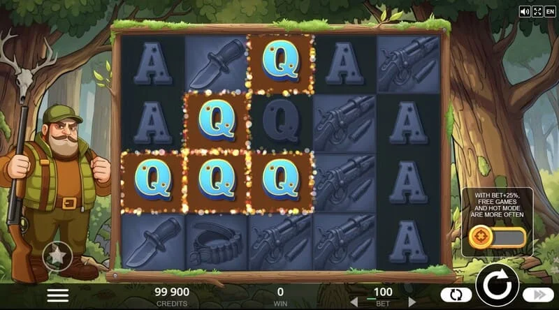 Hunt the Bucks - main 5x4 game screen with forest animals and Coin symbols